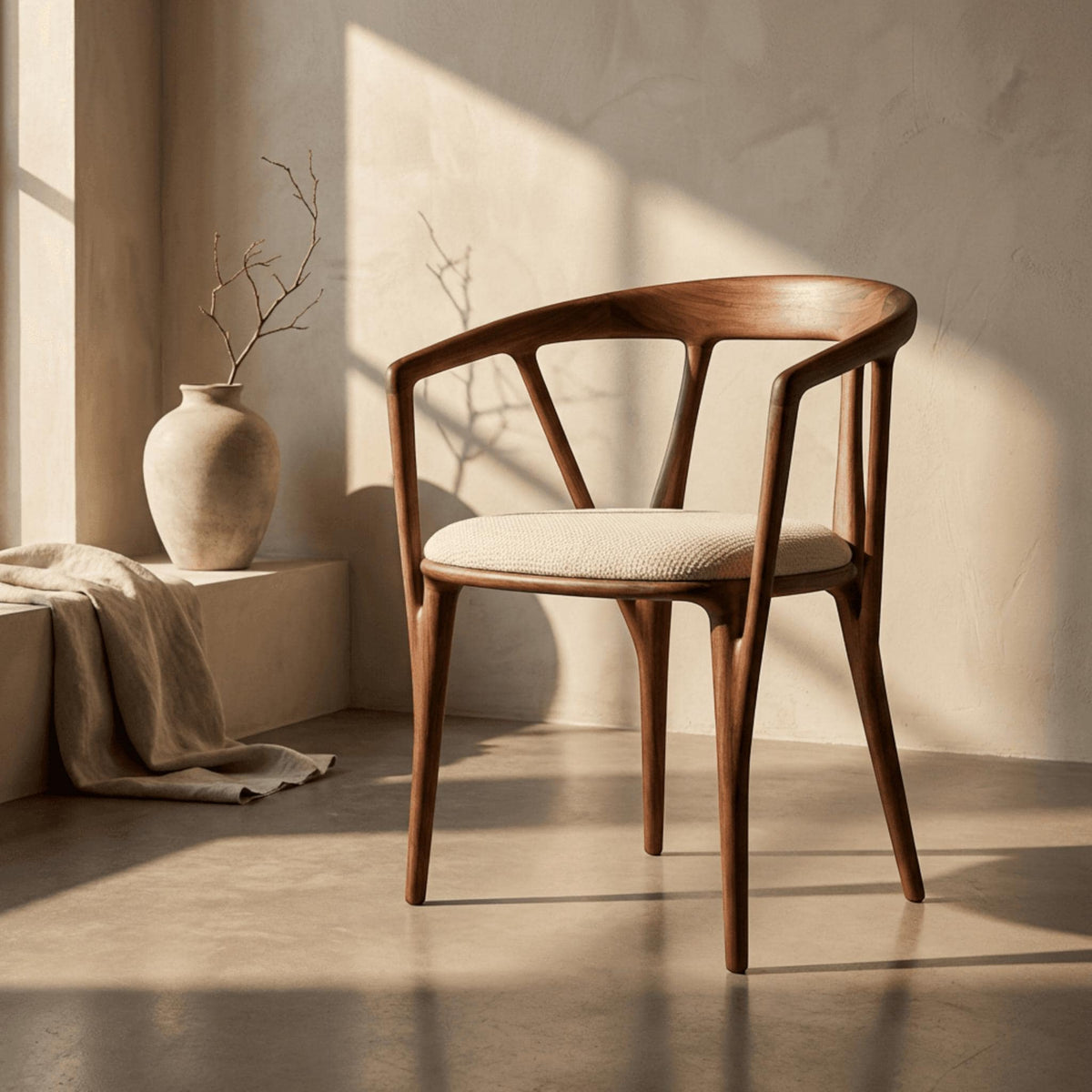 Handmade Wooden Chair: Solid Walnut Chair for Kitchen or Dining Room