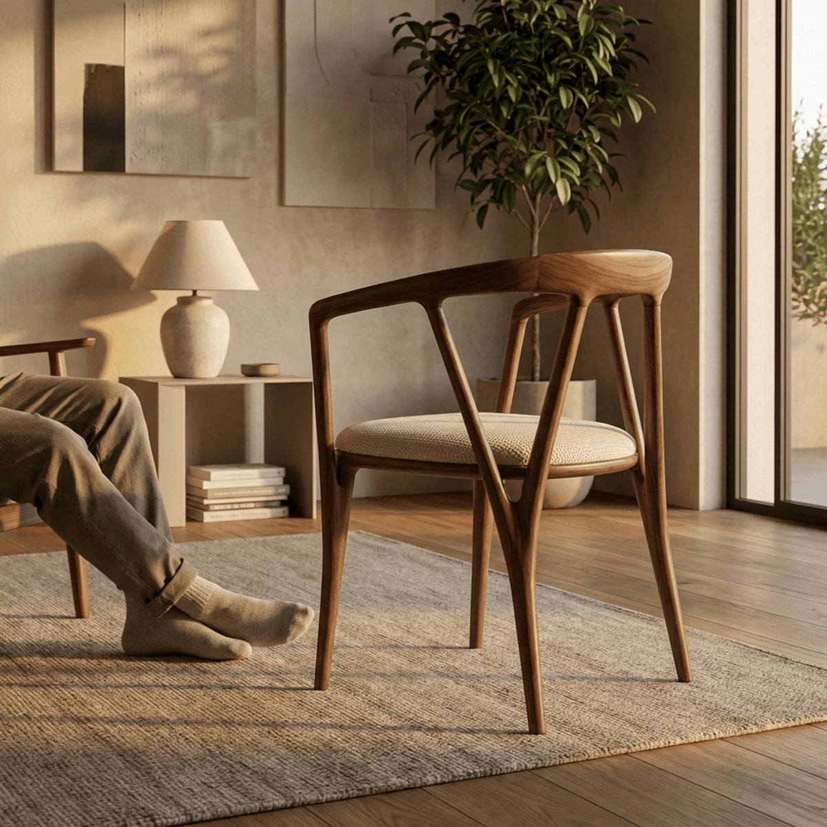 Handmade Wooden Chair: Solid Walnut Chair for Kitchen or Dining Room