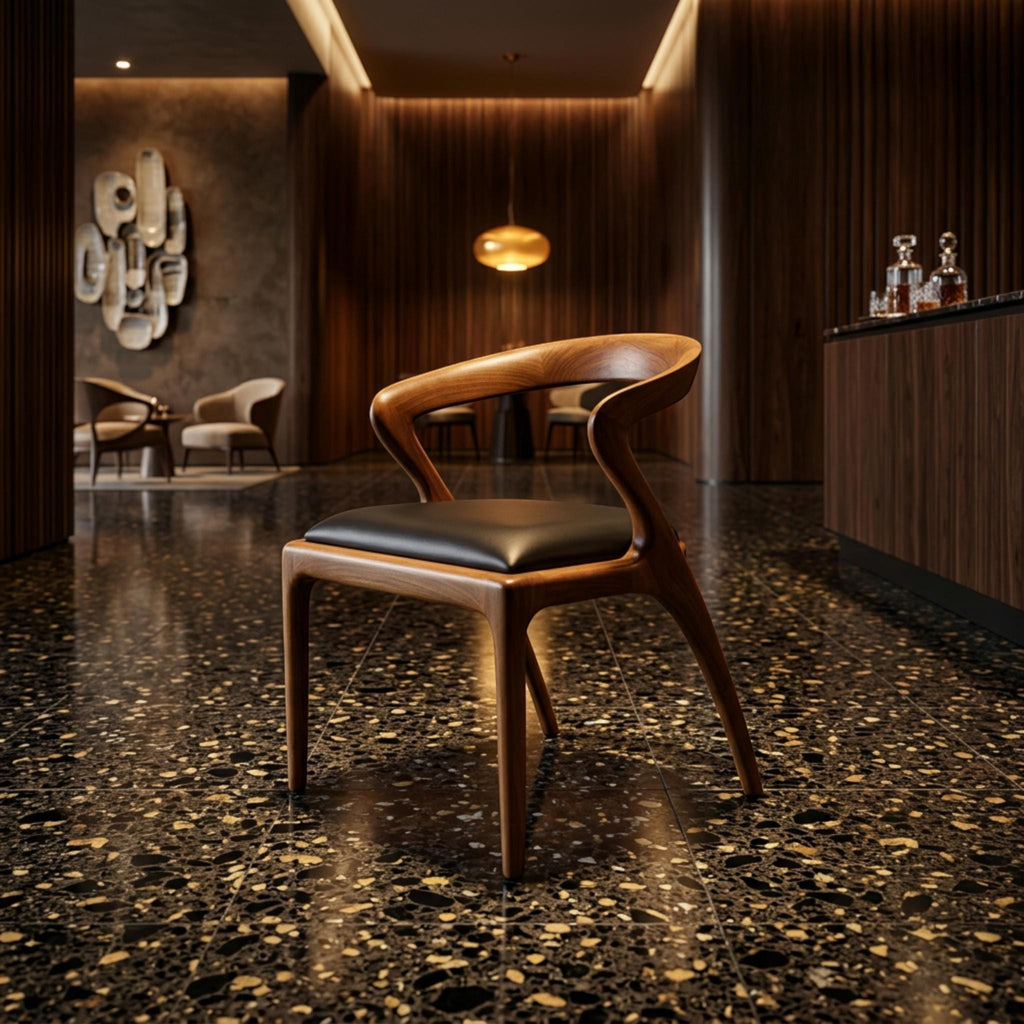 Handcrafted Wooden Dining Chair with Arms: Modern Solid Wood Seating