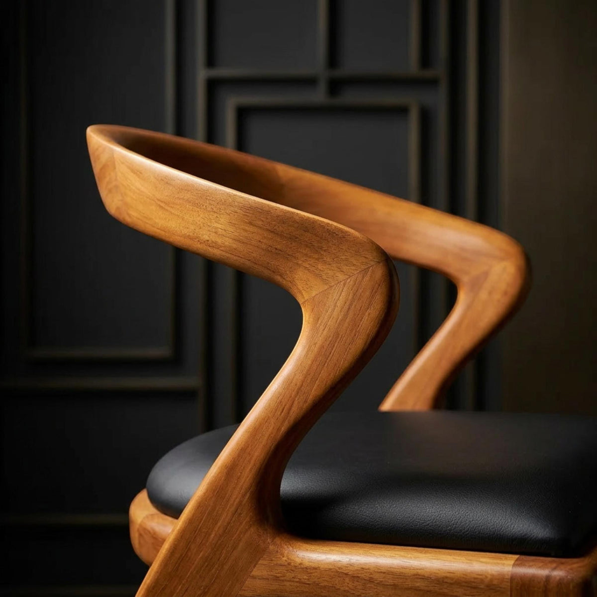 Handcrafted Wooden Dining Chair with Arms: Modern Solid Wood Seating