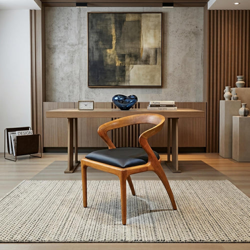 Handcrafted Wooden Dining Chair with Arms: Modern Solid Wood Seating