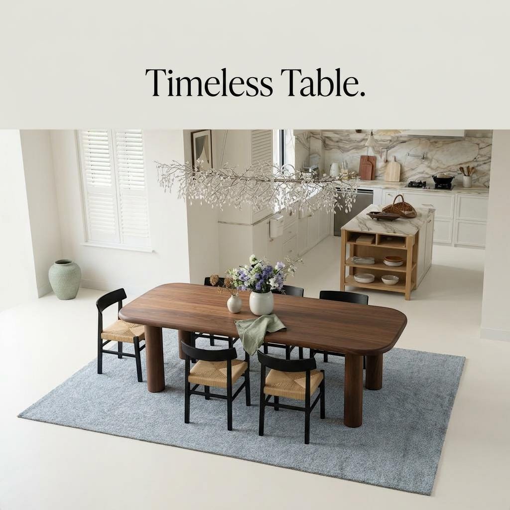 Custom Walnut Dining Table: Handcrafted Solid Wood Kitchen Furniture