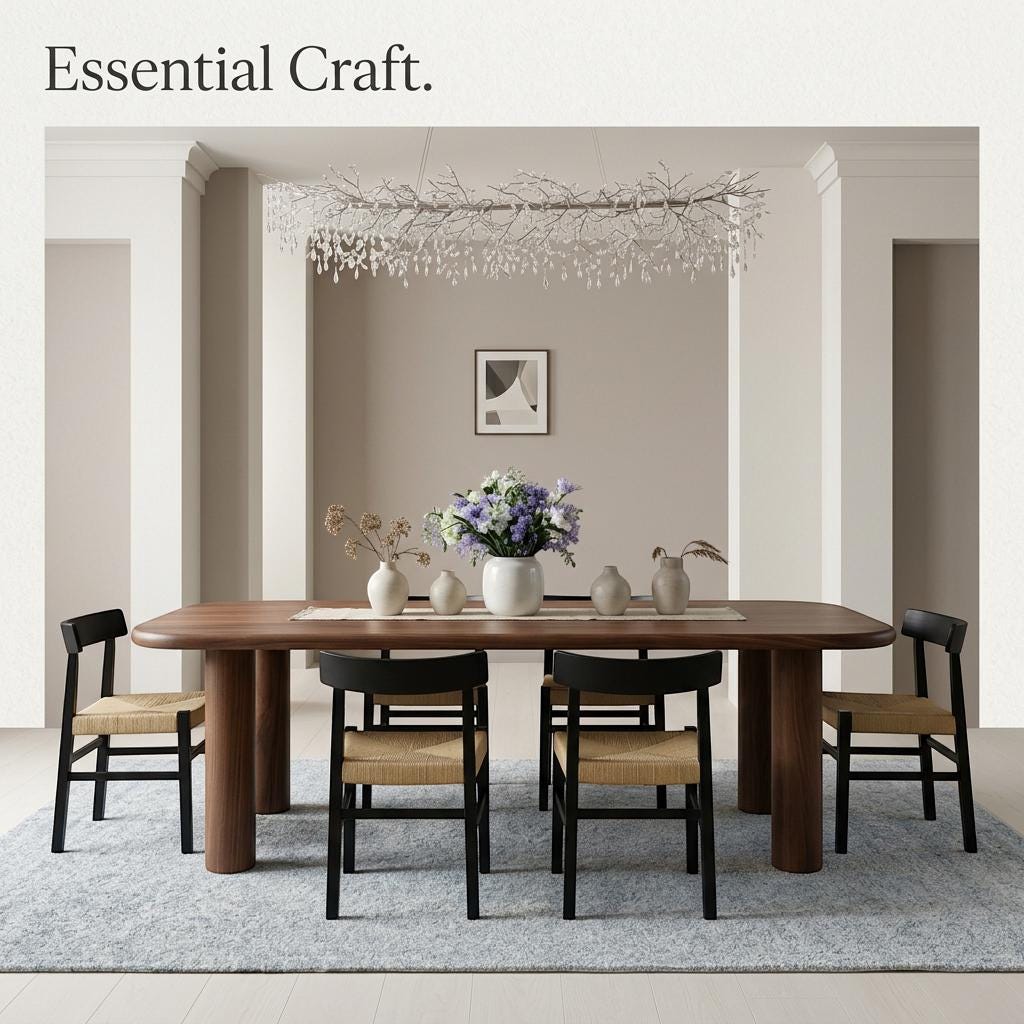 Custom Walnut Dining Table: Handcrafted Solid Wood Kitchen Furniture