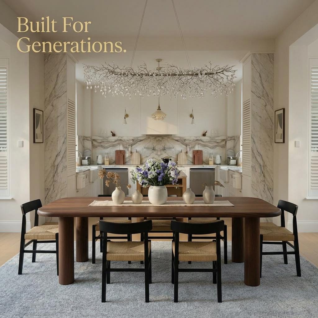 Custom Walnut Dining Table: Handcrafted Solid Wood Kitchen Furniture