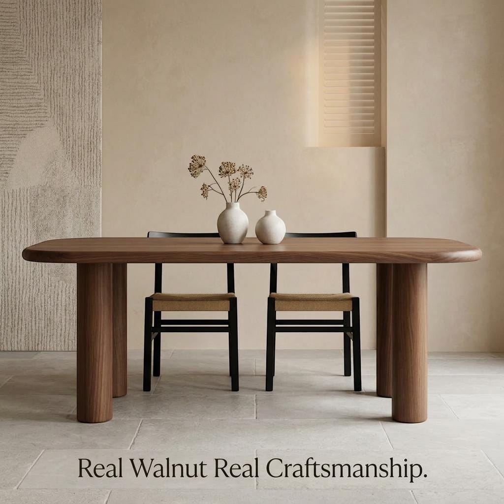 Custom Walnut Dining Table: Handcrafted Solid Wood Kitchen Furniture