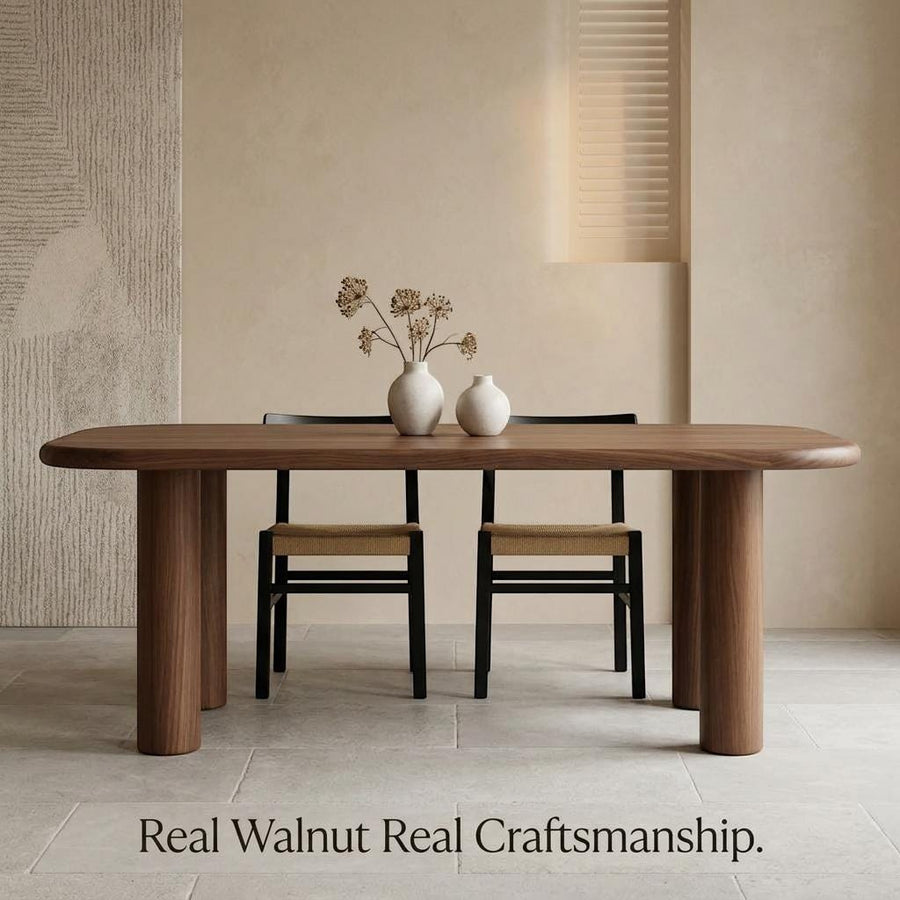 Custom Walnut Dining Table: Handcrafted Solid Wood Kitchen Furniture