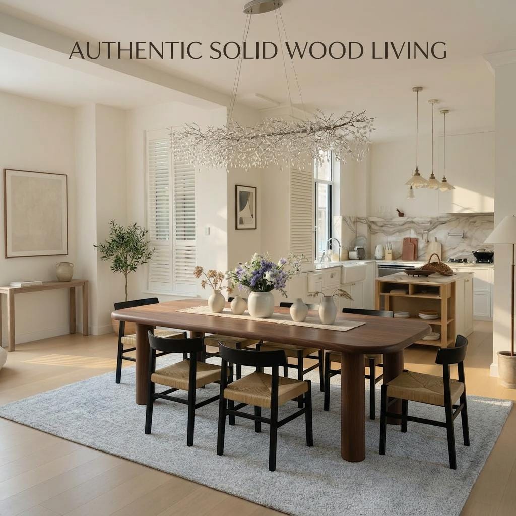 Custom Walnut Dining Table: Handcrafted Solid Wood Kitchen Furniture