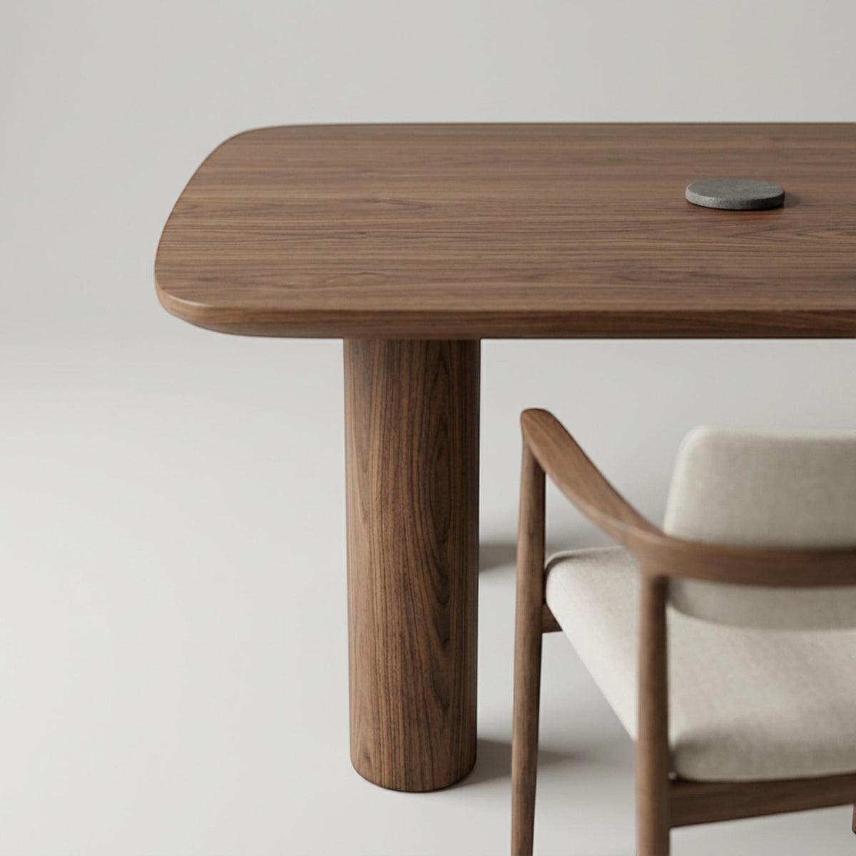 Handmade Walnut Dining Table, Round Legs, Custom Rustic Modern Kitchen Furniture