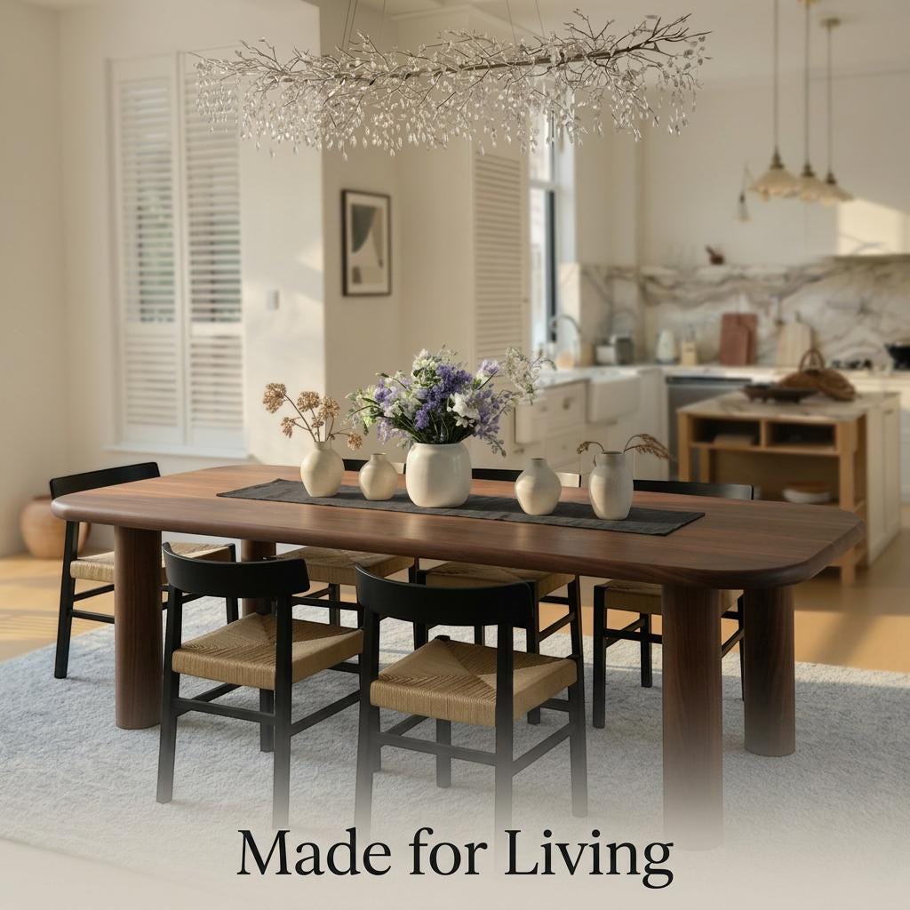 Custom Walnut Dining Table: Handcrafted Solid Wood Kitchen Furniture