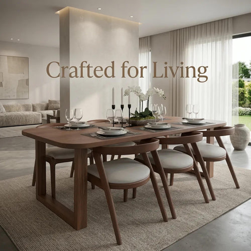 Handmade Walnut Dining Table: Rustic Solid Wood Dinner Table