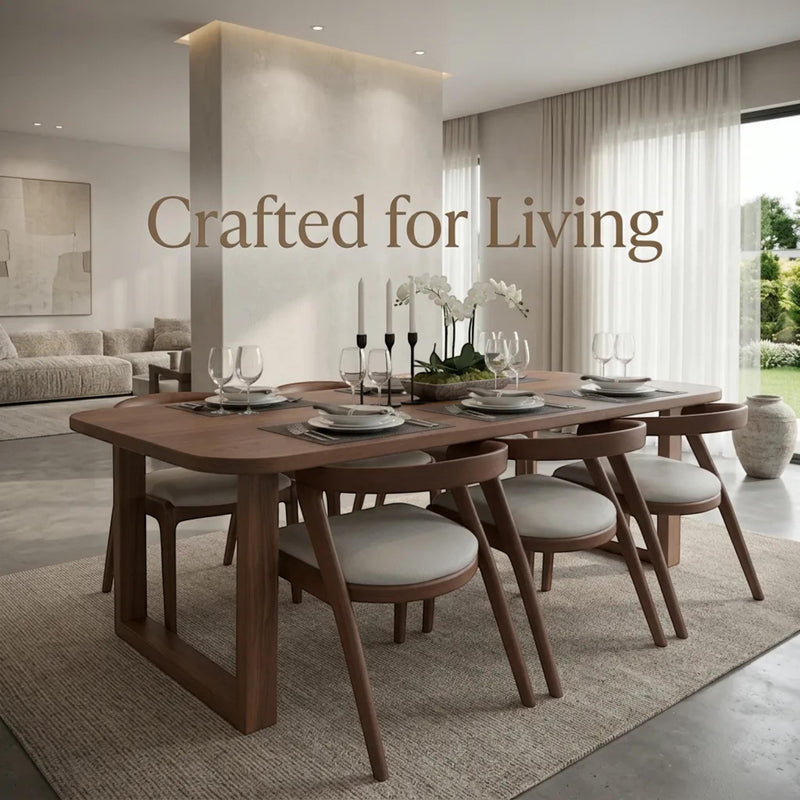 Handmade Walnut Dining Table: Rustic Solid Wood Dinner Table