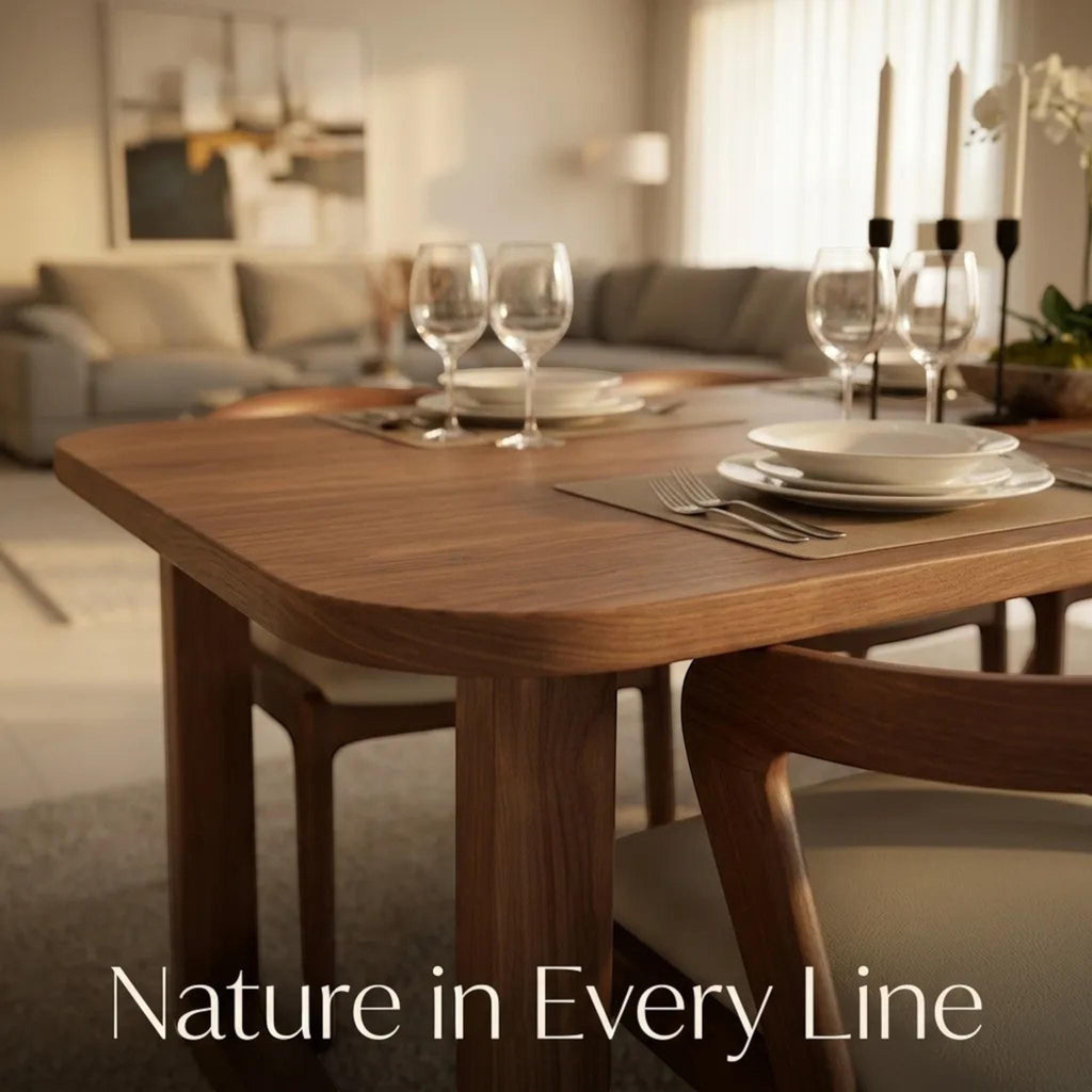 Handmade Walnut Dining Table: Rustic Solid Wood Dinner Table