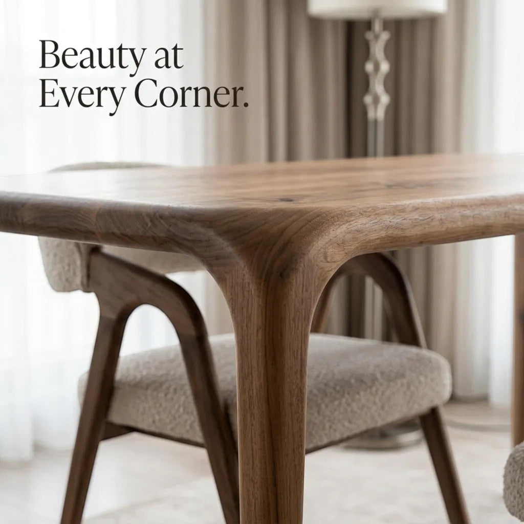Handmade Walnut Modern Dining Table: Solid Wood Kitchen Furniture