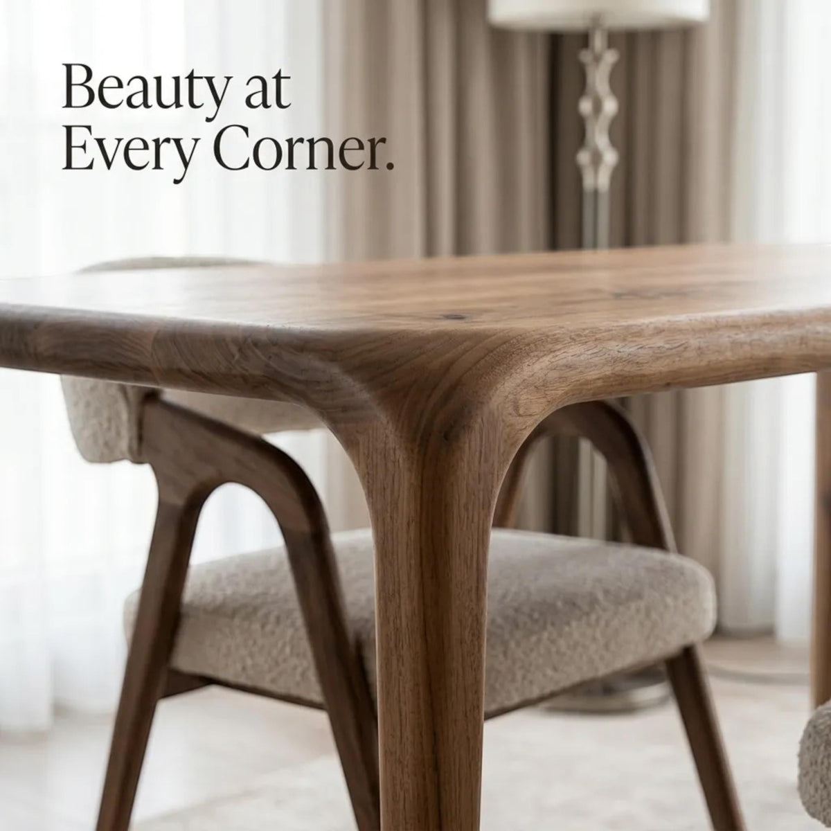 Handmade Walnut Modern Dining Table: Solid Wood Kitchen Furniture