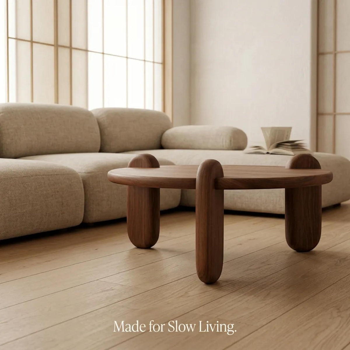 Handmade Solid Walnut Coffee Table – Modern Minimalist Living Room Furniture
