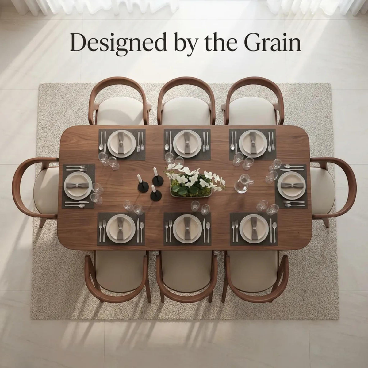 Handmade Walnut Dining Table: Rustic Solid Wood Dinner Table