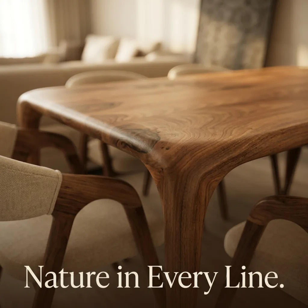Handmade Walnut Modern Dining Table: Solid Wood Kitchen Furniture