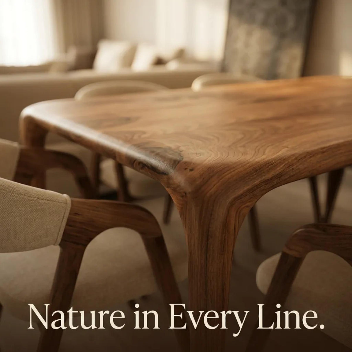 Handmade Walnut Modern Dining Table: Solid Wood Kitchen Furniture