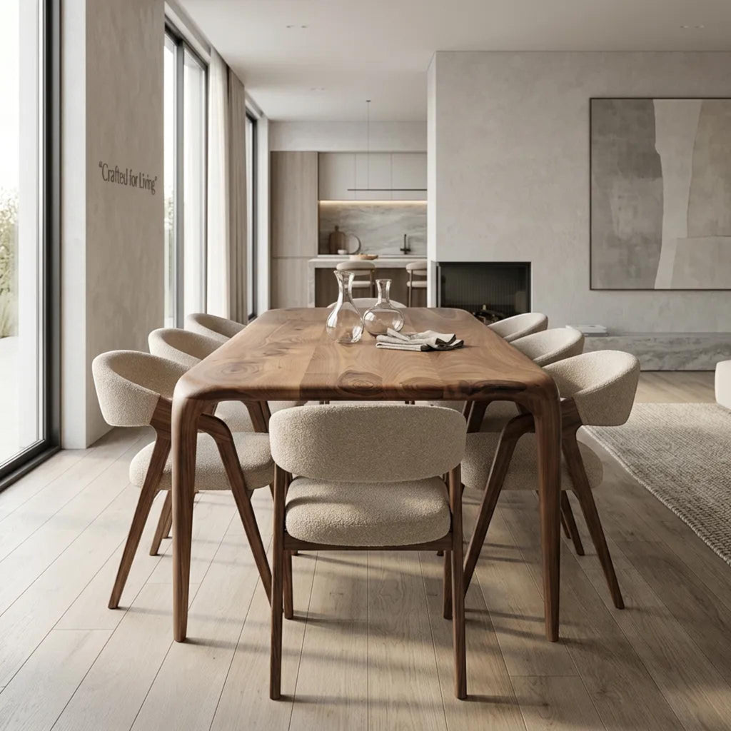 Handmade Walnut Modern Dining Table: Solid Wood Kitchen Furniture