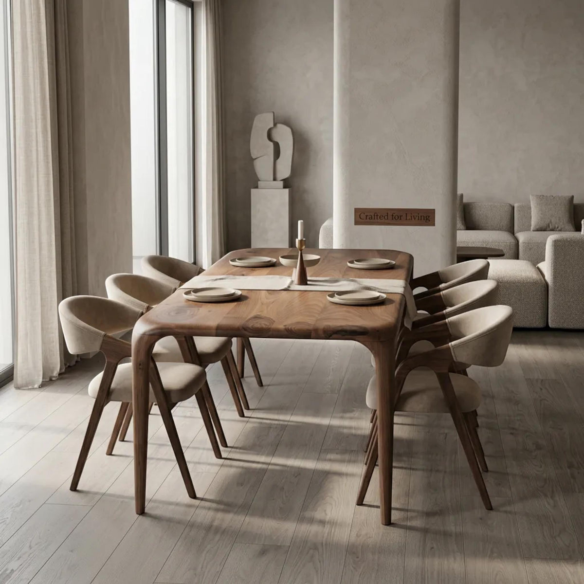 Handmade Walnut Modern Dining Table: Solid Wood Kitchen Furniture
