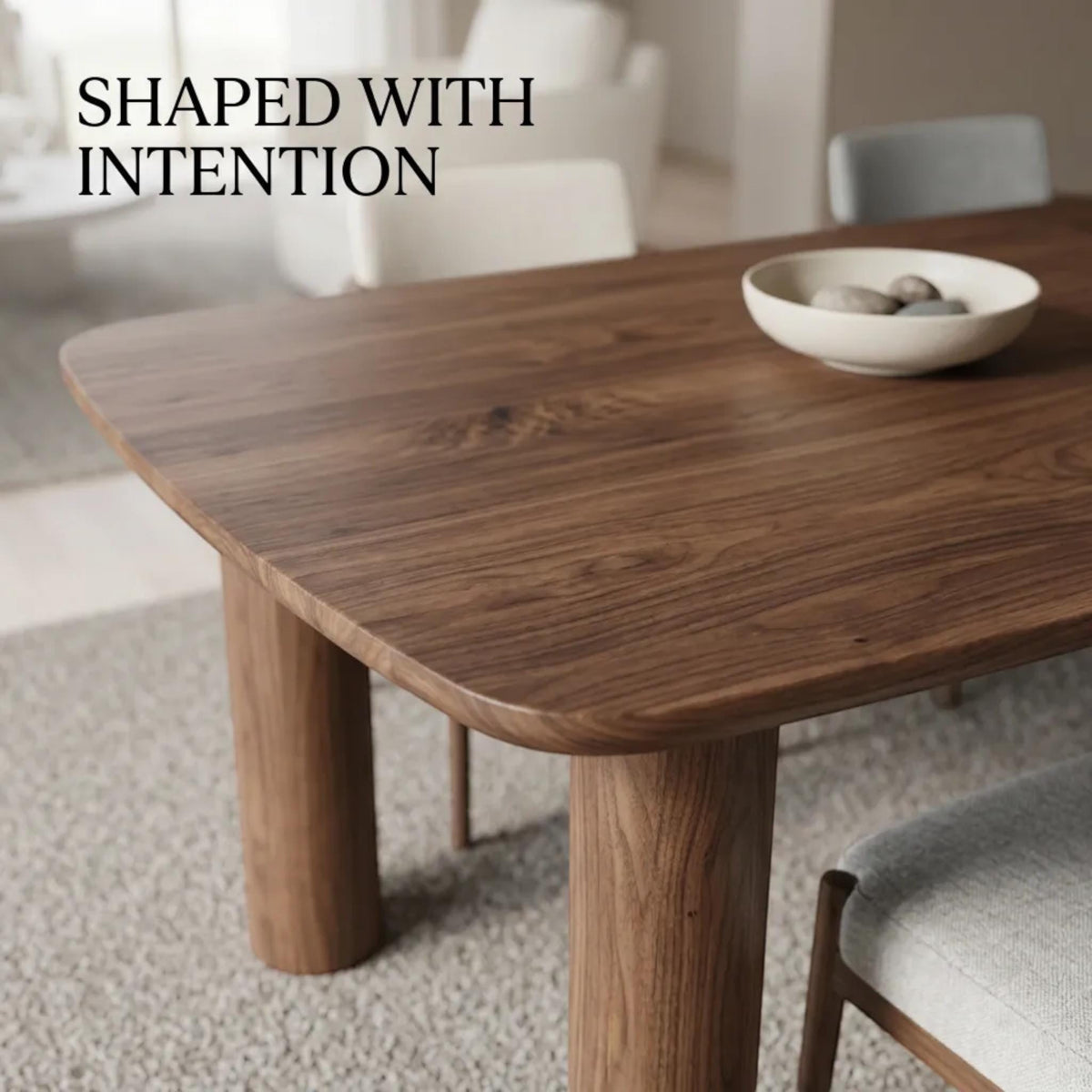 Handmade Walnut Dining Table, Round Legs, Custom Rustic Modern Kitchen Furniture