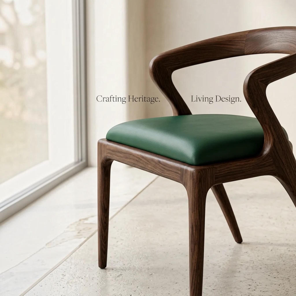 Handcrafted Walnut Dining Chair with Arms: Modern Solid Wood Seating