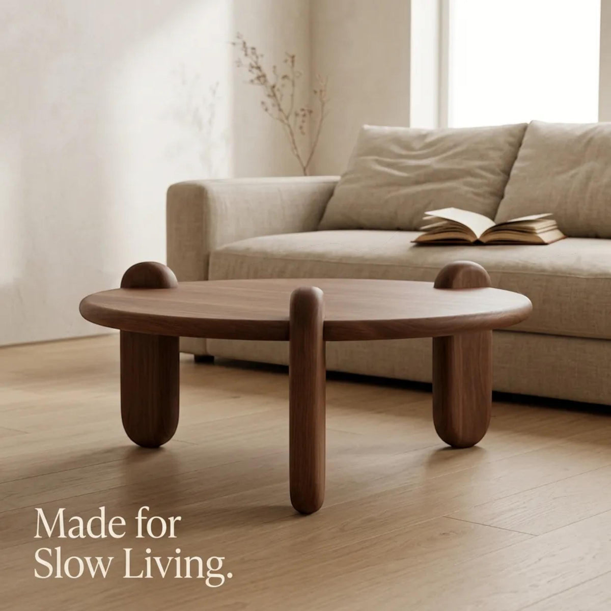 Handmade Solid Walnut Coffee Table – Modern Minimalist Living Room Furniture