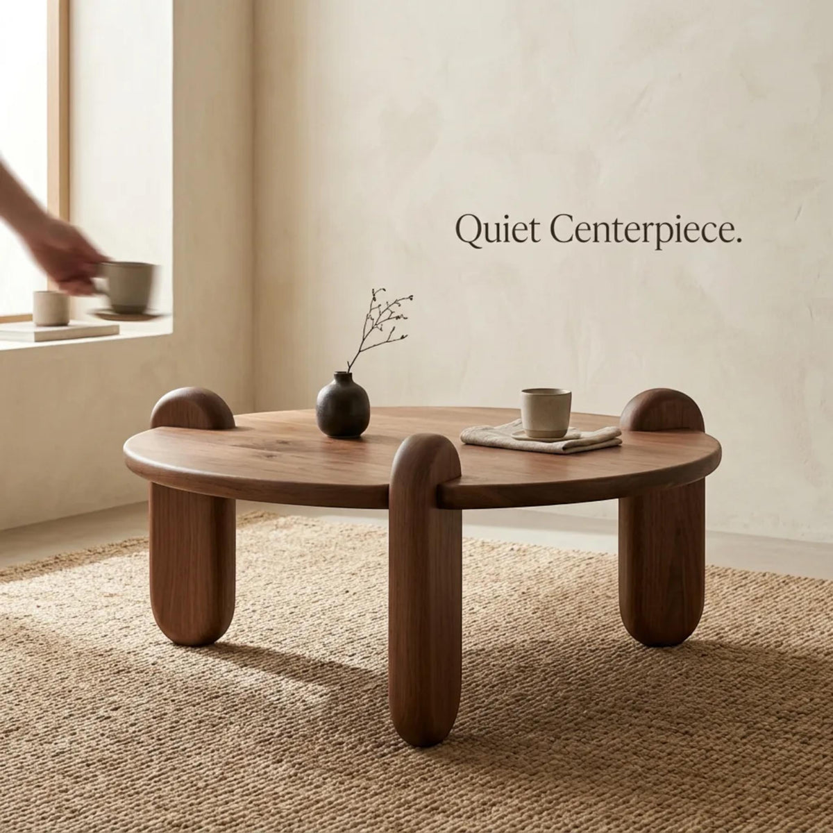 Handmade Solid Walnut Coffee Table – Modern Minimalist Living Room Furniture