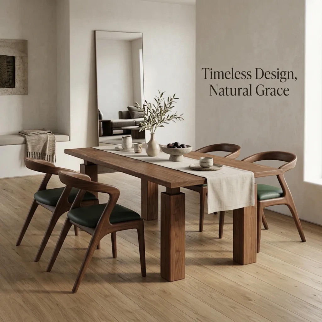 Handcrafted Solid Walnut Dining Table – Custom Sizes, Natural Finish, Luxury Modern Furniture