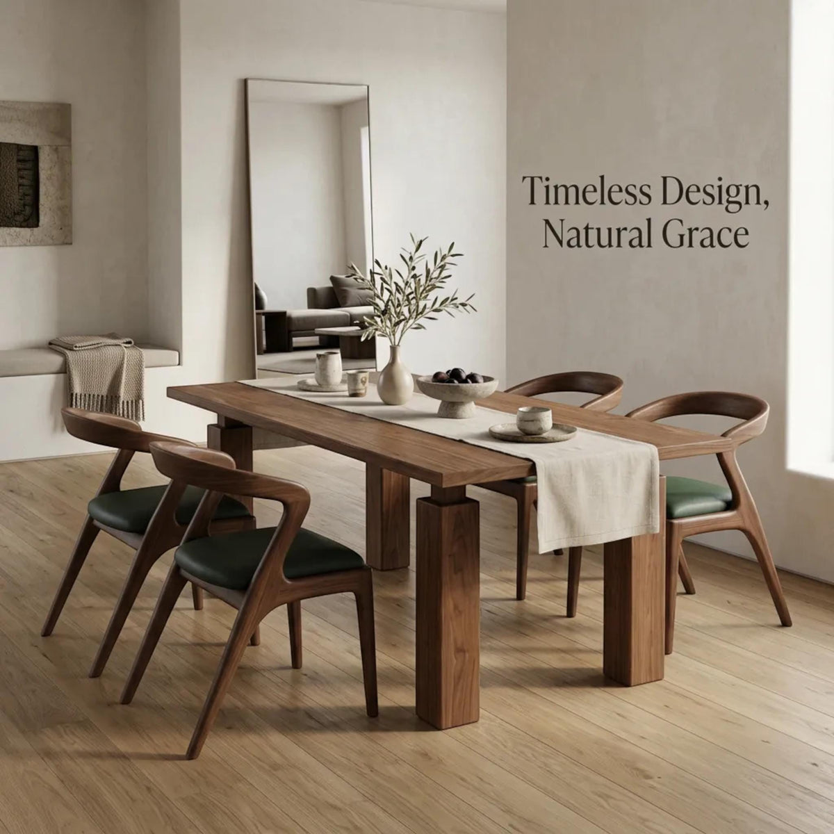 Handcrafted Solid Walnut Dining Table – Custom Sizes, Natural Finish, Luxury Modern Furniture