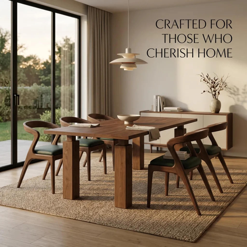 Handcrafted Solid Walnut Dining Table – Custom Sizes, Natural Finish, Luxury Modern Furniture