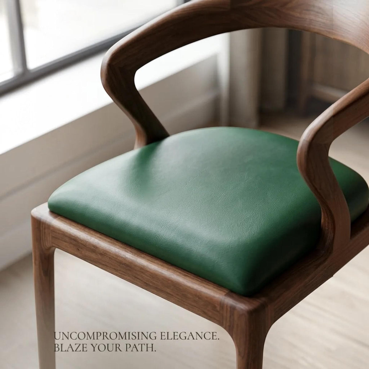 Handcrafted Walnut Dining Chair with Arms: Modern Solid Wood Seating
