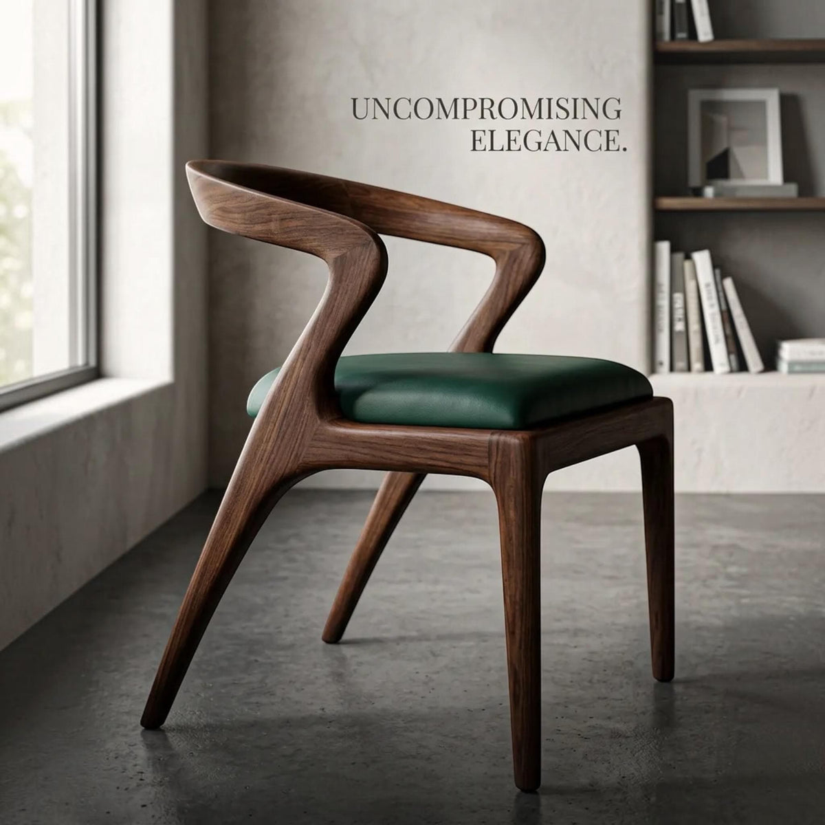 Handcrafted Walnut Dining Chair with Arms: Modern Solid Wood Seating